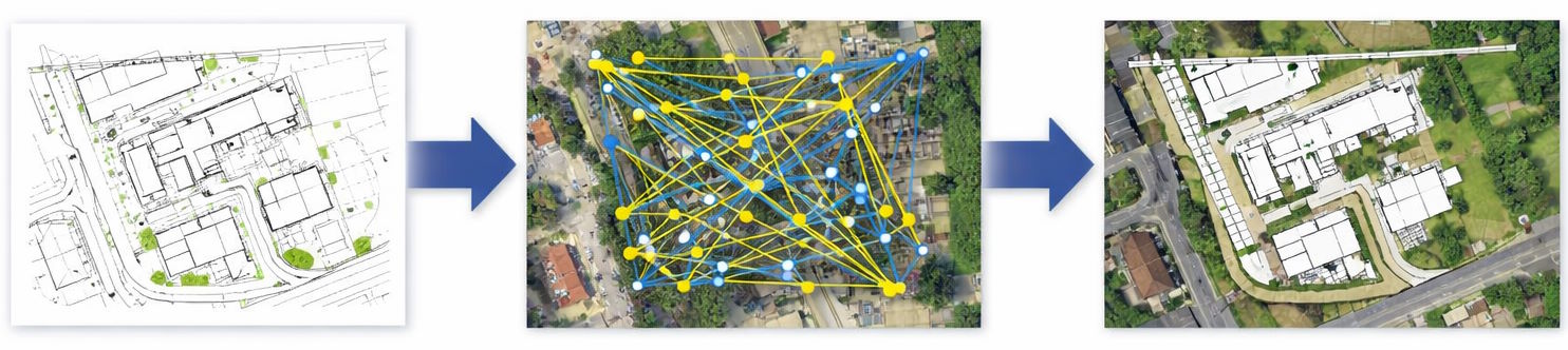 Vista workflow: upload a plan, match features, get an aligned result
